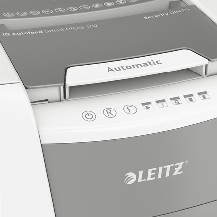 Leitz Niszczarka IQ AutoFeed 100, P4, 100 kartek, 34 l kosz LEITZ Leitz Niszczarka IQ AutoFeed 100, P4, 100 kartek, 34 l kosz LEITZ