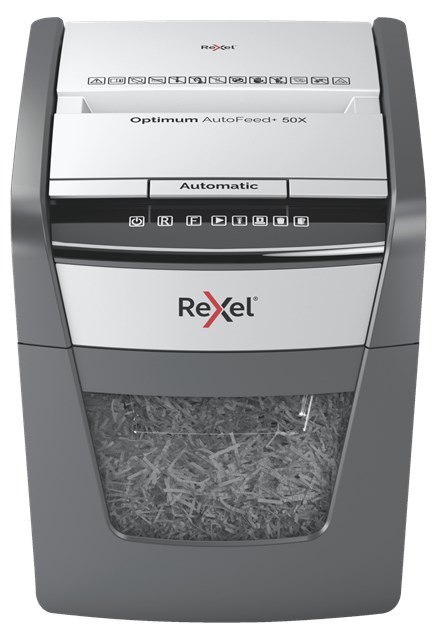 Rexel Niszczarka Optimum AutoFeed+ 50X, (P-4), 50 kartek, 20 l kosz REXEL Rexel Niszczarka Optimum AutoFeed+ 50X, (P-4), 50 kartek, 20 l kosz REXEL