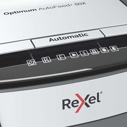 Rexel Niszczarka Optimum AutoFeed+ 50X, (P-4), 50 kartek, 20 l kosz REXEL Rexel Niszczarka Optimum AutoFeed+ 50X, (P-4), 50 kartek, 20 l kosz REXEL