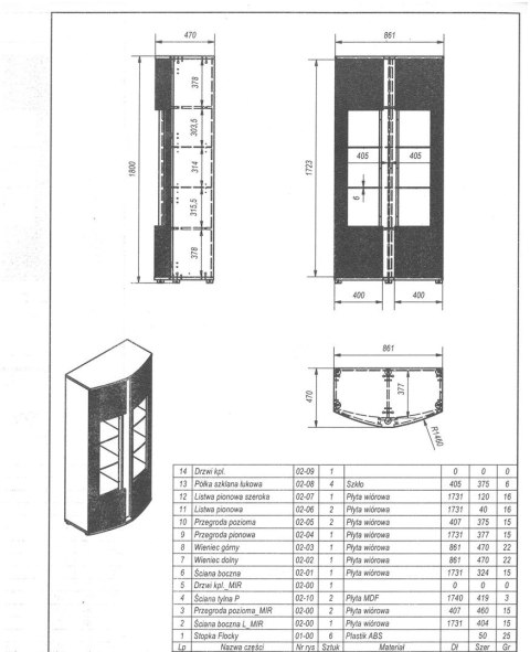 Witryna 2D MICHELLE 86x35-47xH180 czarny/dąb viking Cama MEBLE Witryna 2D MICHELLE 86x35-47xH180 czarny/dąb viking Cama MEBLE