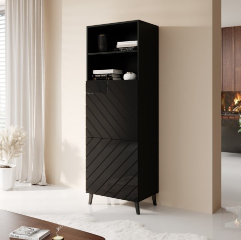 Witryna ABETO 60x40xH176,5 czarny/czarny połysk Cama MEBLE Witryna ABETO 60x40xH176,5 czarny/czarny połysk Cama MEBLE