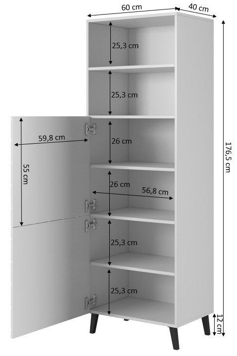 Witryna ABETO 60x40xH176,5 czarny/czarny połysk Cama MEBLE Witryna ABETO 60x40xH176,5 czarny/czarny połysk Cama MEBLE