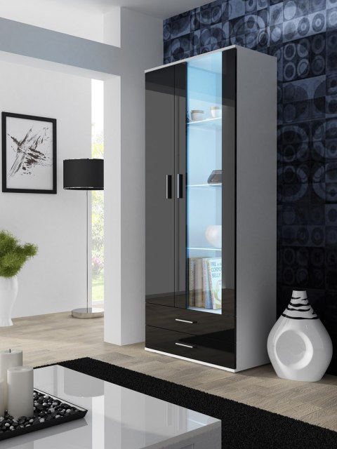 Witryna SOHO S6 2D2S biały/ czarny połysk Cama MEBLE Witryna SOHO S6 2D2S biały/ czarny połysk Cama MEBLE