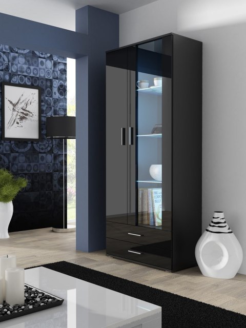 Witryna SOHO S6 2D2S czarny/ czarny połysk Cama MEBLE Witryna SOHO S6 2D2S czarny/ czarny połysk Cama MEBLE