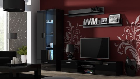 Witryna SOHO S6 2D2S czarny/ czarny połysk Cama MEBLE Witryna SOHO S6 2D2S czarny/ czarny połysk Cama MEBLE