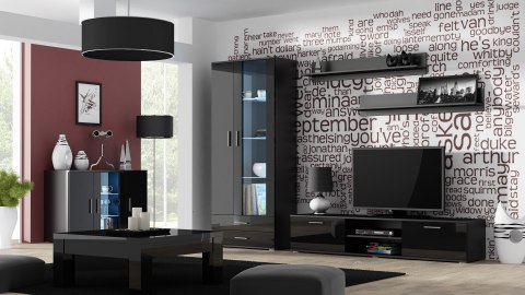 Witryna SOHO S6 2D2S czarny/ czarny połysk Cama MEBLE Witryna SOHO S6 2D2S czarny/ czarny połysk Cama MEBLE