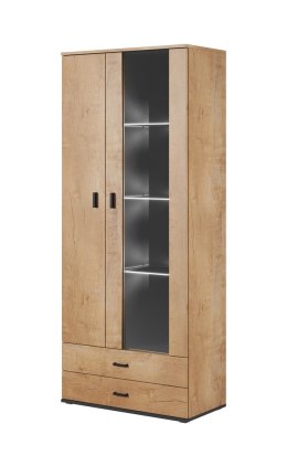 Witryna SOHO S6 2D2S dąb lefkas+ czarny Cama MEBLE
