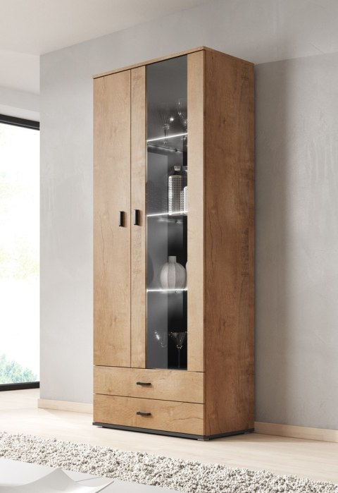 Witryna SOHO S6 2D2S dąb lefkas+ czarny Cama MEBLE Witryna SOHO S6 2D2S dąb lefkas+ czarny Cama MEBLE
