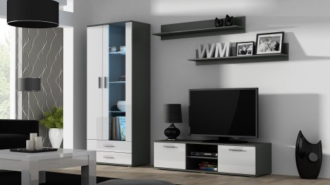 Witryna SOHO S6 2D2S szary/ biały połysk Cama MEBLE Witryna SOHO S6 2D2S szary/ biały połysk Cama MEBLE