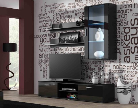Witryna wisząca SOHO czarny/ czarny połysk Cama MEBLE Witryna wisząca SOHO czarny/ czarny połysk Cama MEBLE
