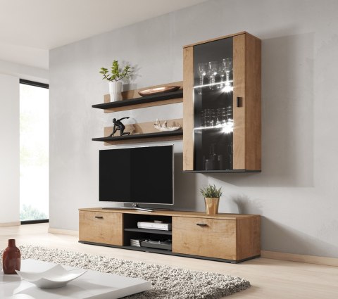 Witryna wisząca SOHO dąb lefkas+ czarny Cama MEBLE Witryna wisząca SOHO dąb lefkas+ czarny Cama MEBLE