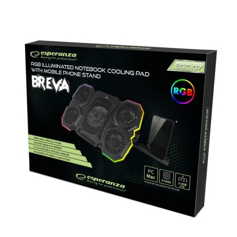 ESPERANZA PODSTAWKA CHŁODZĄCA GAMING Z PODSTAWKĄ NA TELEFON LED RGB BREVA EGC107 Esperanza ESPERANZA PODSTAWKA CHŁODZĄCA GAMING Z PODSTAWKĄ NA TELEFON LED RGB BREVA EGC107 Esperanza