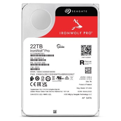 Dysk twardy HDD Seagate IronWolf Pro 22TB 3,5" SATA ST22000NT001 Seagate Dysk twardy HDD Seagate IronWolf Pro 22TB 3,5" SATA ST22000NT001 Seagate