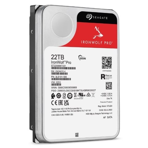Dysk twardy HDD Seagate IronWolf Pro 22TB 3,5" SATA ST22000NT001 Seagate Dysk twardy HDD Seagate IronWolf Pro 22TB 3,5" SATA ST22000NT001 Seagate