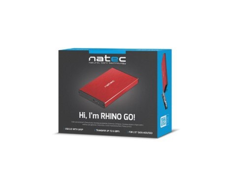 Obudowa NATEC Rhino Go NKZ-1279 (2.5"; USB 3.0; Aluminium; kolor czerwony) NATEC Obudowa NATEC Rhino Go NKZ-1279 (2.5"; USB 3.0; Aluminium; kolor czerwony) NATEC