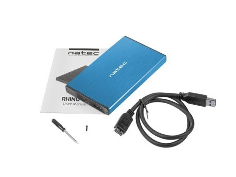 Obudowa na dysk NATEC Rhino Go NKZ-1280 (2.5"; USB 3.0; Aluminium; kolor niebieski) NATEC Obudowa na dysk NATEC Rhino Go NKZ-1280 (2.5"; USB 3.0; Aluminium; kolor niebieski) NATEC