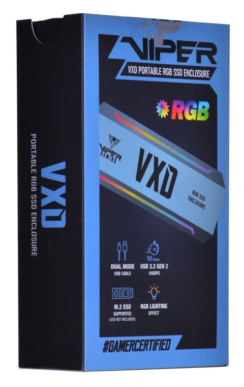 PATRIOT VXD obudowa SSD USB3.2 M.2 NVMe 1.3 do 2TB Aluminium RGB Patriot Memory PATRIOT VXD obudowa SSD USB3.2 M.2 NVMe 1.3 do 2TB Aluminium RGB Patriot Memory