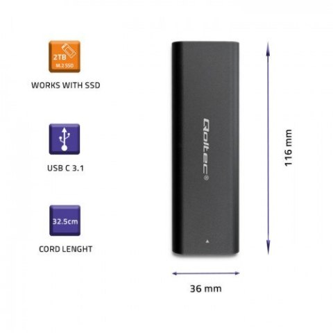 QOLTEC OBUDOWA DO DYSKÓW KIESZEŃ M.2 SATA SSD | NGFF | USB TYP C Qoltec QOLTEC OBUDOWA DO DYSKÓW KIESZEŃ M.2 SATA SSD | NGFF | USB TYP C Qoltec