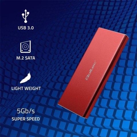 QOLTEC OBUDOWA NA DYSK M.2 SSD | SATA | NGFF | USB 3.0 | SUPER SPEED 5GB/S | 2TB | CZERWONY Qoltec QOLTEC OBUDOWA NA DYSK M.2 SSD | SATA | NGFF | USB 3.0 | SUPER SPEED 5GB/S | 2TB | CZERWONY Qoltec