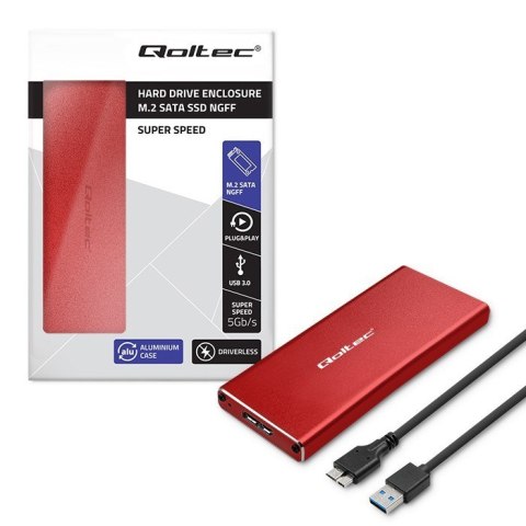 QOLTEC OBUDOWA NA DYSK M.2 SSD | SATA | NGFF | USB 3.0 | SUPER SPEED 5GB/S | 2TB | CZERWONY Qoltec QOLTEC OBUDOWA NA DYSK M.2 SSD | SATA | NGFF | USB 3.0 | SUPER SPEED 5GB/S | 2TB | CZERWONY Qoltec