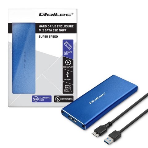 QOLTEC OBUDOWA NA DYSK M.2 SSD | SATA | NGFF | USB 3.0 | SUPER SPEED 5GB/S | 2TB | NIEBIESKI Qoltec QOLTEC OBUDOWA NA DYSK M.2 SSD | SATA | NGFF | USB 3.0 | SUPER SPEED 5GB/S | 2TB | NIEBIESKI Qoltec