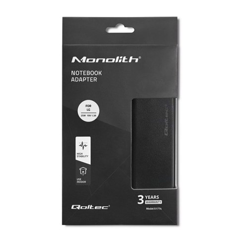QOLTEC ZASILACZ DO MONITORA LG 25W | 19V | 1.3A | 6.5*4.4 |+KABEL ZASILAJĄCY Qoltec QOLTEC ZASILACZ DO MONITORA LG 25W | 19V | 1.3A | 6.5*4.4 |+KABEL ZASILAJĄCY Qoltec