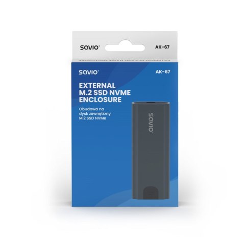 SAVIO OBUDOWA NA DYSK ZEWN. M.2 SSD NVME, USB, AK-67 SAVIO SAVIO OBUDOWA NA DYSK ZEWN. M.2 SSD NVME, USB, AK-67 SAVIO