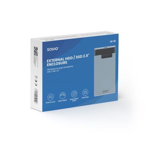 SAVIO ZEWNĘTRZNA OBUDOWA NA DYSK HDD/SDD 2,5", USB 3.0, TRANSPARENTNA, AK-66 SAVIO SAVIO ZEWNĘTRZNA OBUDOWA NA DYSK HDD/SDD 2,5", USB 3.0, TRANSPARENTNA, AK-66 SAVIO