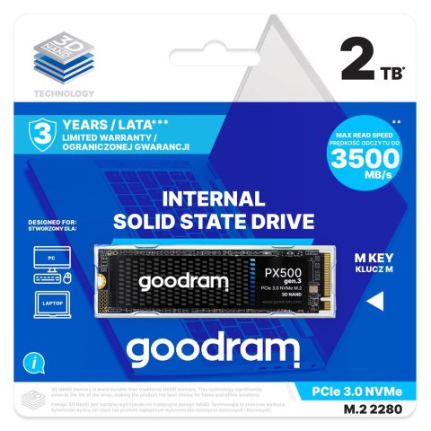SSD GOODRAM PX500 2 TB NVMe 1.4 gen. 3 3DNAND GoodRam SSD GOODRAM PX500 2 TB NVMe 1.4 gen. 3 3DNAND GoodRam