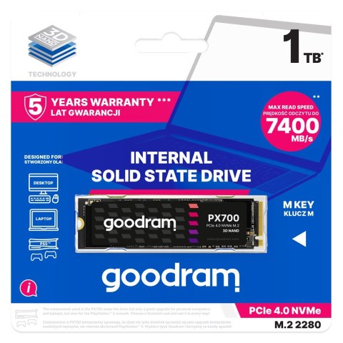 SSD GOODRAM PX700 M.2 PCIe 4x4 1TB RETAIL GoodRam SSD GOODRAM PX700 M.2 PCIe 4x4 1TB RETAIL GoodRam