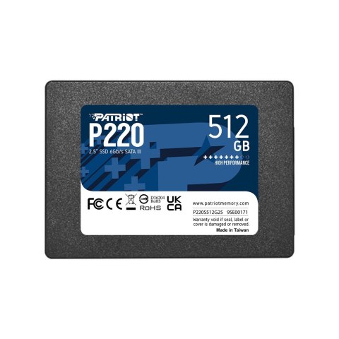 SSD PATRIOT P220 512GB SATA3 2,5" Patriot Memory SSD PATRIOT P220 512GB SATA3 2,5" Patriot Memory