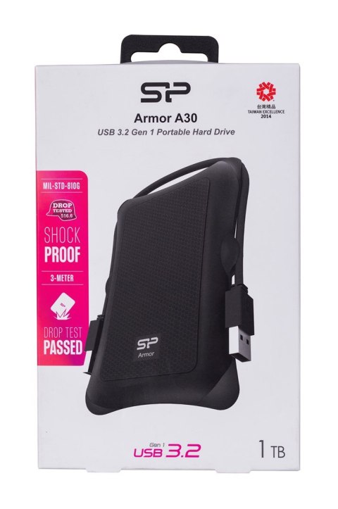 Dysk zewnętrzny HDD Silicon Power Armor A30 (1TB; 2.5"; USB 3.2; 5400 obr/min; Black; SP010TBPHDA30S3A) Silicon Power Dysk zewnętrzny HDD Silicon Power Armor A30 (1TB; 2.5"; USB 3.2; 5400 obr/min; Black; SP010TBPHDA30S3A) Silicon Power