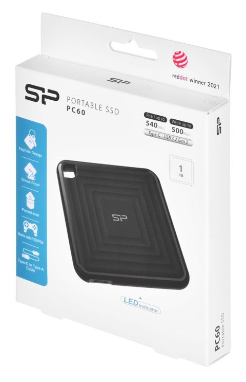 Dysk zewnętrzny SSD Silicon Power PC60 (1TB; USB 3.2 Gen 2; SP010TBPSDPC60CK) Silicon Power Dysk zewnętrzny SSD Silicon Power PC60 (1TB; USB 3.2 Gen 2; SP010TBPSDPC60CK) Silicon Power
