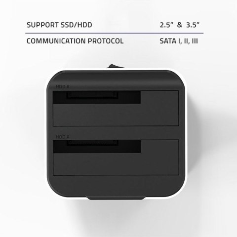 QOLTEC STACJA DOKUJĄCA DO DYSKÓW HDD SSD 2.5" 3.5" | SATA III | USB 3.0 | SUPER SPEED 5GB/S | Z FUNKCJĄ KLONOWANIA OFFLINE Qoltec QOLTEC STACJA DOKUJĄCA DO DYSKÓW HDD SSD 2.5" 3.5" | SATA III | USB 3.0 | SUPER SPEED 5GB/S | Z FUNKCJĄ KLONOWANIA OFFLINE Qoltec