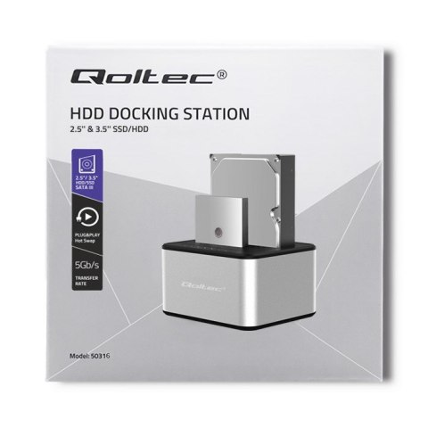 QOLTEC STACJA DOKUJĄCA DYSKÓW 2XHDD/SSD 2.5"/3.5" SATA | USB 3.0 | KLONOWANIE Qoltec QOLTEC STACJA DOKUJĄCA DYSKÓW 2XHDD/SSD 2.5"/3.5" SATA | USB 3.0 | KLONOWANIE Qoltec