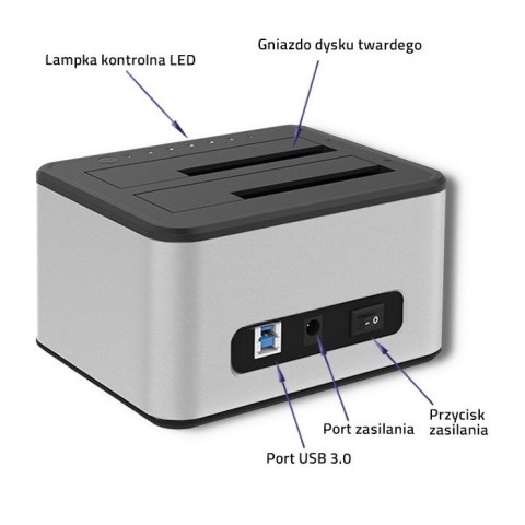 QOLTEC STACJA DOKUJĄCA DYSKÓW 2XHDD/SSD 2.5"/3.5" SATA | USB 3.0 | KLONOWANIE Qoltec QOLTEC STACJA DOKUJĄCA DYSKÓW 2XHDD/SSD 2.5"/3.5" SATA | USB 3.0 | KLONOWANIE Qoltec