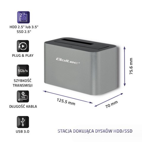 QOLTEC STACJA DOKUJĄCA HDD/SSD | 2.5"/3.5" SATA | USB 3.0 Qoltec QOLTEC STACJA DOKUJĄCA HDD/SSD | 2.5"/3.5" SATA | USB 3.0 Qoltec