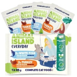 ANIMAL ISLAND Indyk / Biała ryba w filecie - Karma mokra dla kotów - 4x85g ANIMAL ISLAND