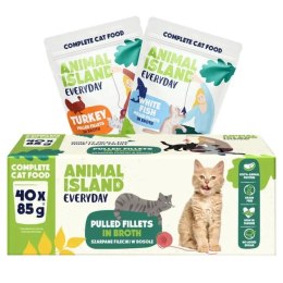 ANIMAL ISLAND Indyk / Biała ryba w filecie MIX - Karma mokra dla kotów - 40x85g ANIMAL ISLAND