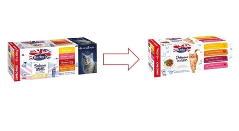 BUTCHER'S Delicious Dinners Jumbo Pack - mokra karma dla kota - 40x100 g Butcher's BUTCHER'S Delicious Dinners Jumbo Pack - mokra karma dla kota - 40x100 g Butcher's