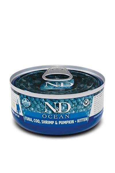 FARMINA N&D CAT OCEAN TUNA,COD,SHRIMP&PUMPKIN KITTEN - mokra karma dla kociąt - 70 g Farmina FARMINA N&D CAT OCEAN TUNA,COD,SHRIMP&PUMPKIN KITTEN - mokra karma dla kociąt - 70 g Farmina