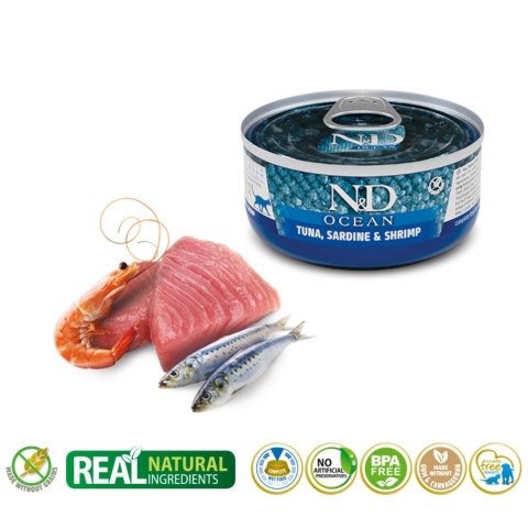 FARMINA N&D Cat Ocean Tuna, Sardine&Shrimps - mokra karma dla kota - 70 g Farmina FARMINA N&D Cat Ocean Tuna, Sardine&Shrimps - mokra karma dla kota - 70 g Farmina
