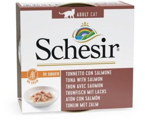 SCHESIR Adult IN SAUCE Tuńczykiem z łososiem w sosie 70g Agras Pet Foods