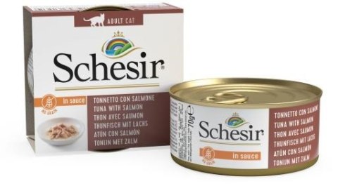SCHESIR Adult IN SAUCE Tuńczykiem z łososiem w sosie 70g Agras Pet Foods SCHESIR Adult IN SAUCE Tuńczykiem z łososiem w sosie 70g Agras Pet Foods