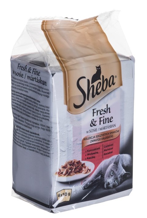 SHEBA Fresh & Fine mięsne dania w sosie - mokra karma dla kota - 6x50 g Sheba SHEBA Fresh & Fine mięsne dania w sosie - mokra karma dla kota - 6x50 g Sheba