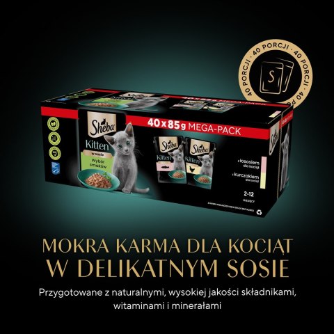 SHEBA Nature's Collection Drobiowe smaki w galarecie- Junior Kurczak/Łosoś - Mokra karma dla kota 40x85g Sheba SHEBA Nature's Collection Drobiowe smaki w galarecie- Junior Kurczak/Łosoś - Mokra karma dla kota 40x85g Sheba