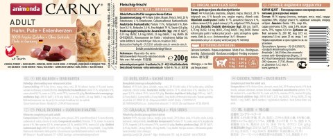 ANIMONDA Carny Adult kurczak, indyk, kacze serca - mokra karma dla kota - 200g Animonda ANIMONDA Carny Adult kurczak, indyk, kacze serca - mokra karma dla kota - 200g Animonda