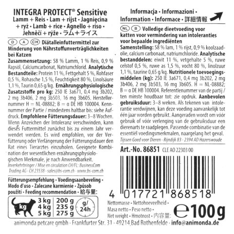 ANIMONDA Integra Protect Sensitive jagnięcina z ryżem - mokra karma dla kota - 100g Animonda ANIMONDA Integra Protect Sensitive jagnięcina z ryżem - mokra karma dla kota - 100g Animonda