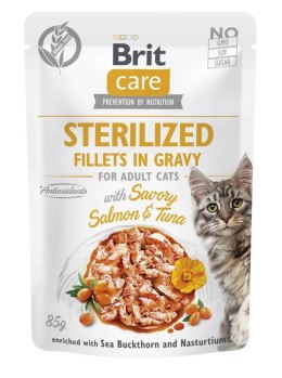 BRIT Care Cat Sterilized Salmon&Tuna Pouch - mokra karma dla kota - 85 g Brit