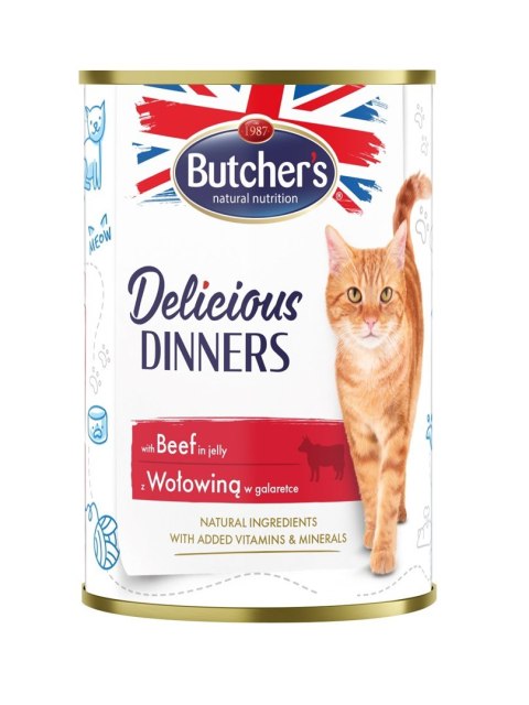 BUTCHER'S Delicious Dinners Kawałki z wołowiną w galaretce - mokra karma dla kota - 400 g Butcher's BUTCHER'S Delicious Dinners Kawałki z wołowiną w galaretce - mokra karma dla kota - 400 g Butcher's